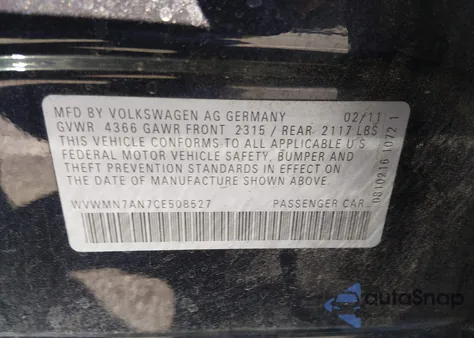 2012 Volkswagen Cc R-Line from USA, damaged, VIN WVWMN7AN7CE508527
